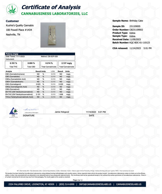 Kushies Delta 9 Chocolate Bars - Birthday Cake