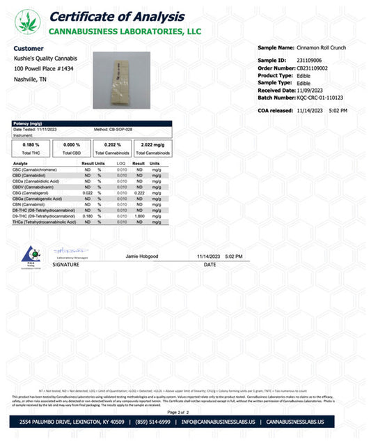 Kushies Delta 9 Chocolate Bars - Cinnamon Roll Crunch